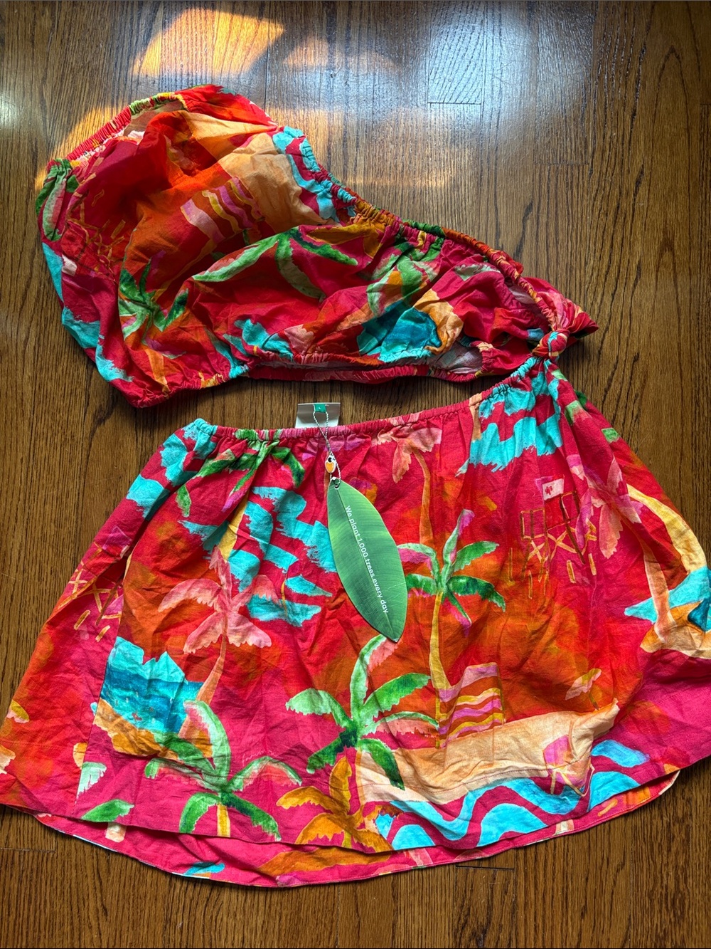 FARM Rio Pink Multi Tropical Print Skirt Set